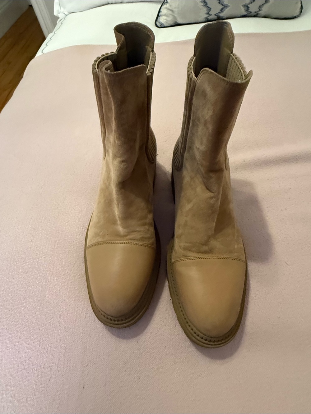 Marc Fisher Tan Suede & Leather Ankle Boots